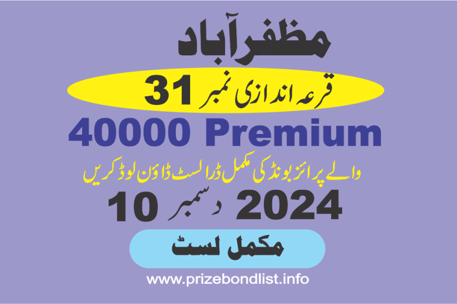 Check Rs. 40000 Premium Prize Bond Results Online – Full 2024 Draw Schedule